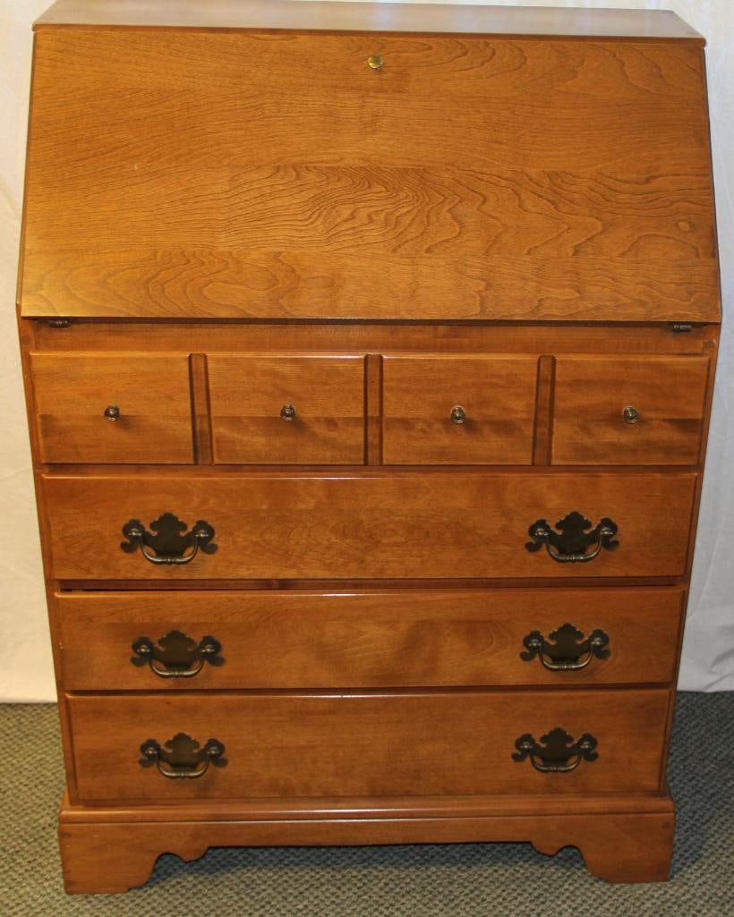 Ethan Allan Drop-Slant Front Brown Maple Desk (1 of 8)