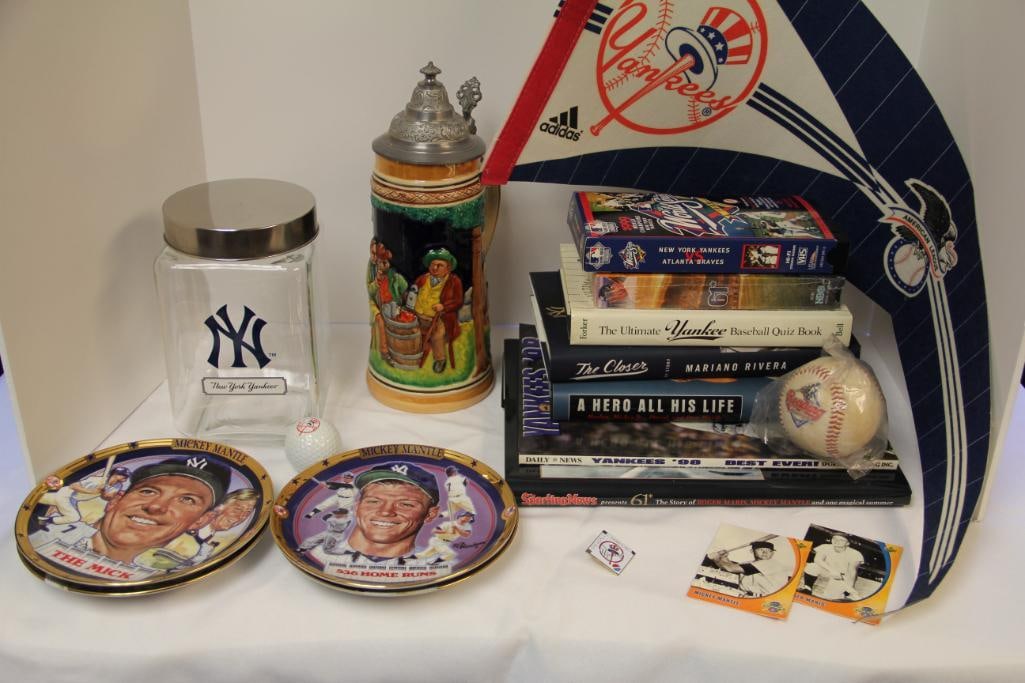 Man Cave Sports Lot Including NY Yankees Memorabilia and German Beer Stein (1 of 3)
