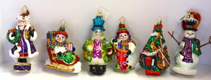 NEW lot of 6 Christopher Radko Blown Glass Ornaments