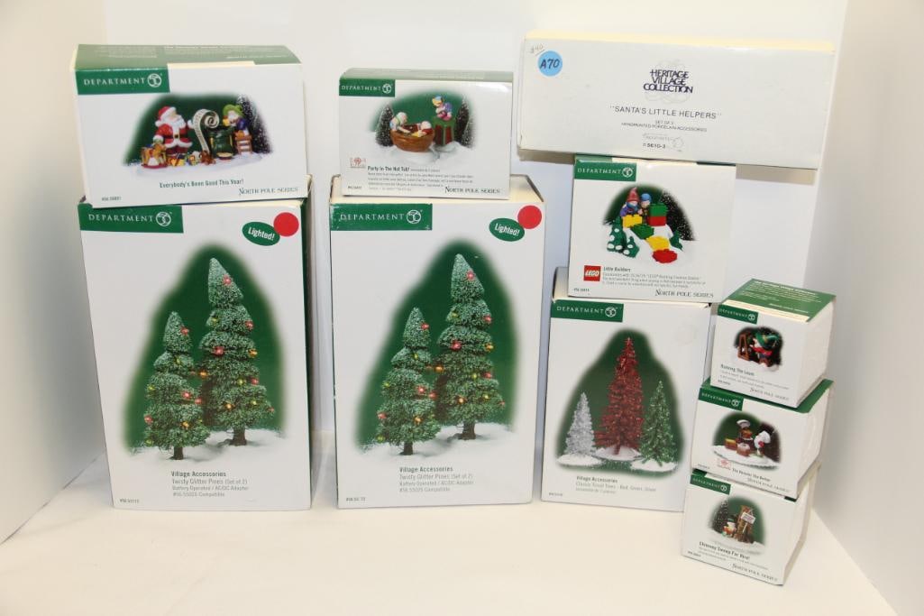 Mostly NEW Lot of 10 Department 56 North Pole Series Figurines & Accessories (1 of 4)