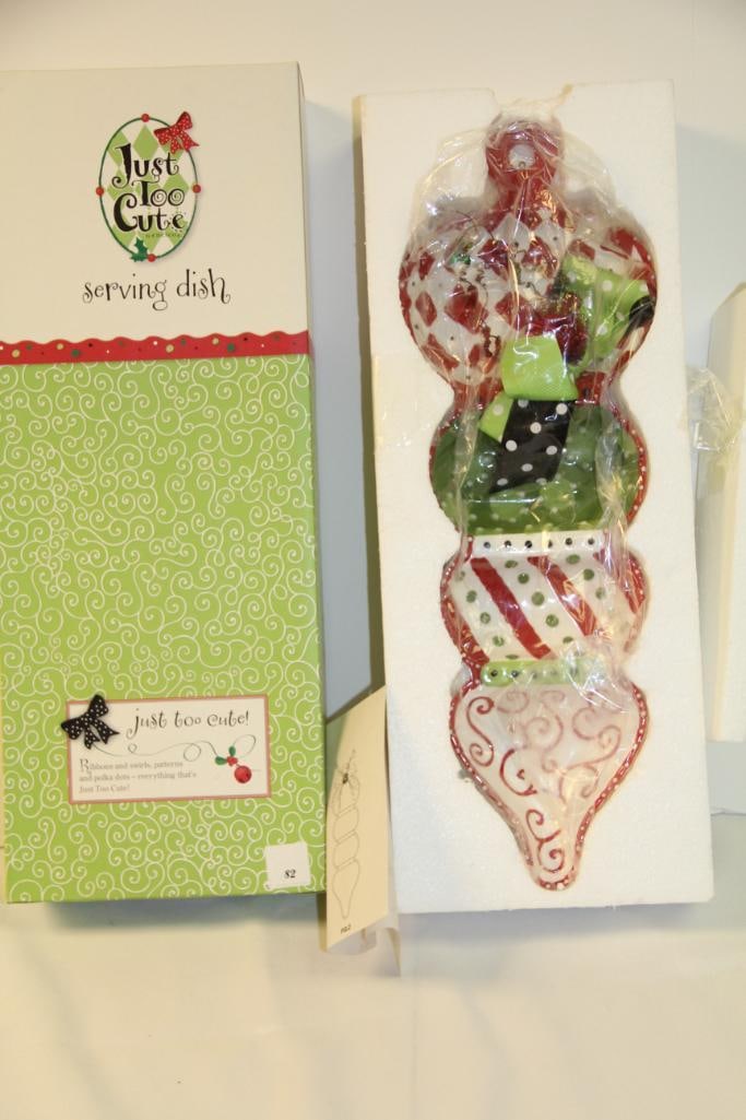 NEW IN THE BOX RARE Christmas Serving Dish "Just Too Cute" by Enesco (1 of 3)