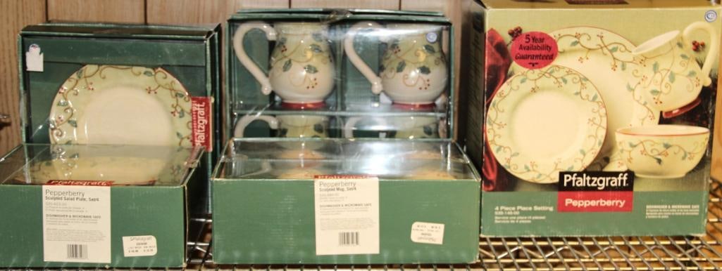 Large Lot of NEW Pfaltzgraff Pepperberry Christmas Place Settings Dinnerware Dishes (1 of 7)
