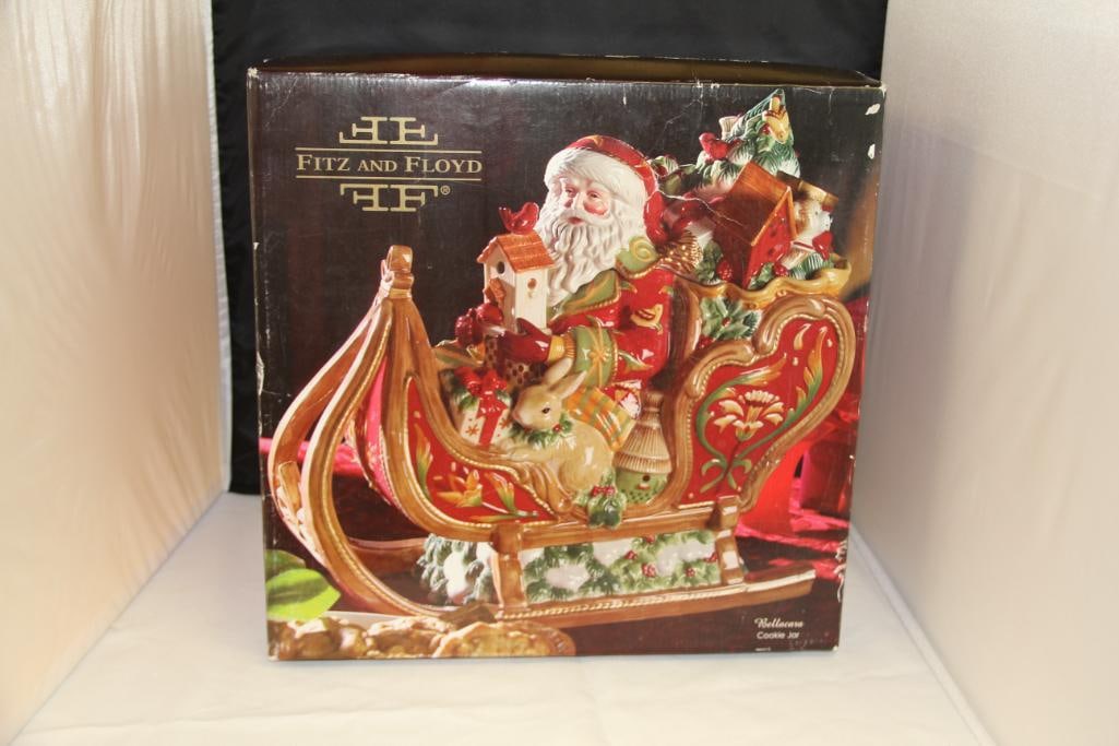 Fitz and Floyd Bellacara Santa Sleigh Christmas Cookie Jar (1 of 6)