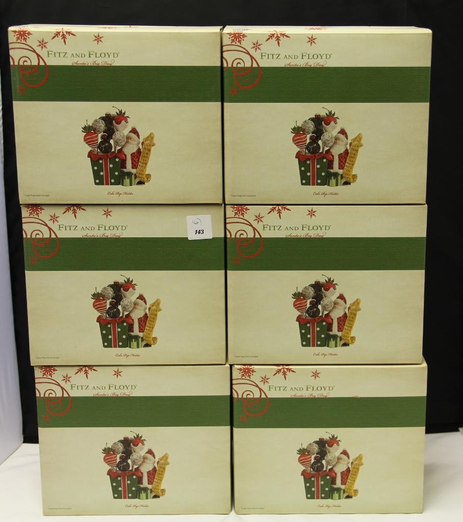 NEW Lot of 6 Fit and Floyd "Santa's Big Day" Cake Pop Holders (1 of 4)