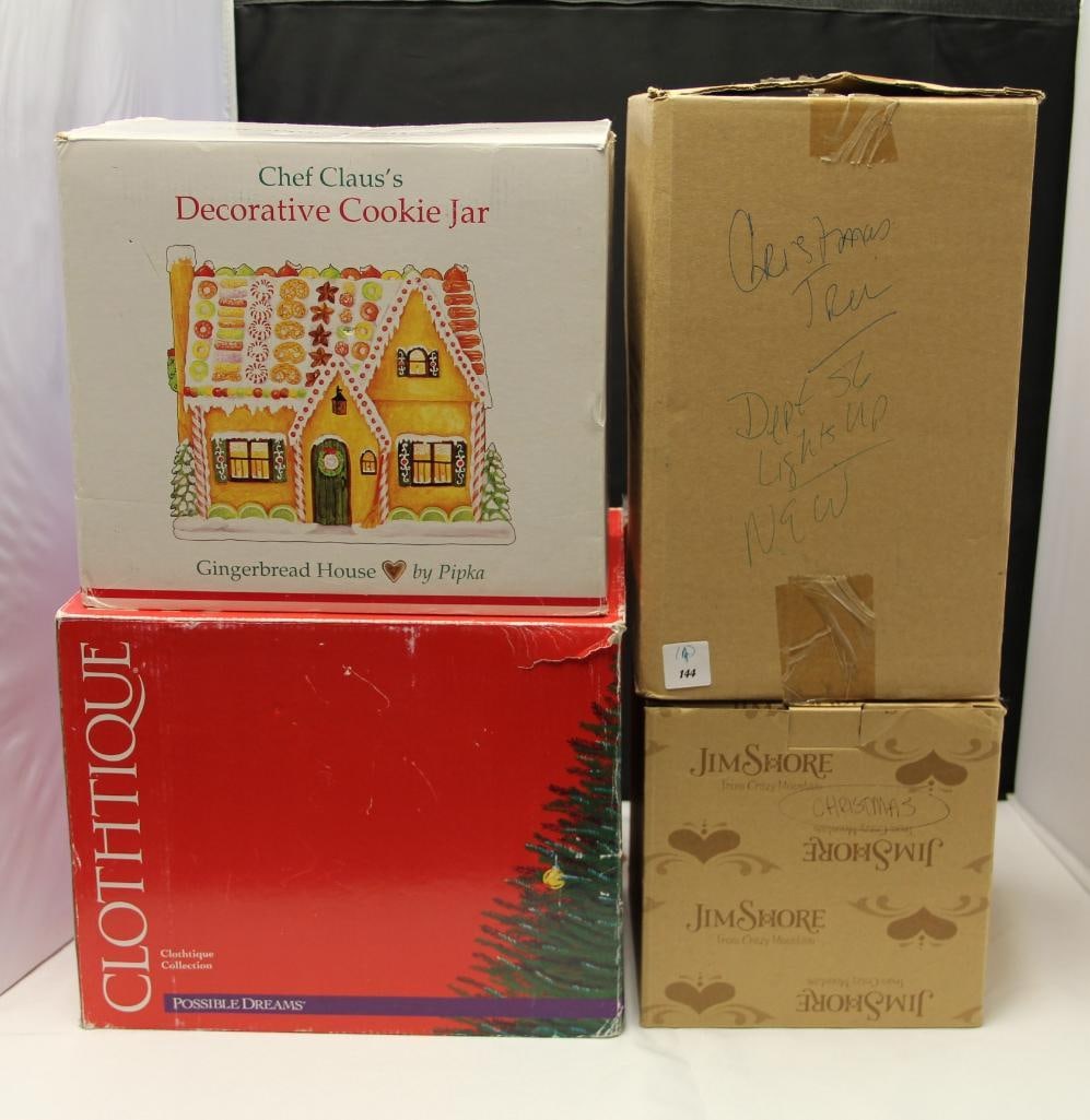 Lot of 4 Christmas Collectibles Dept. 56 Tree lights up musical, (1 of 5)