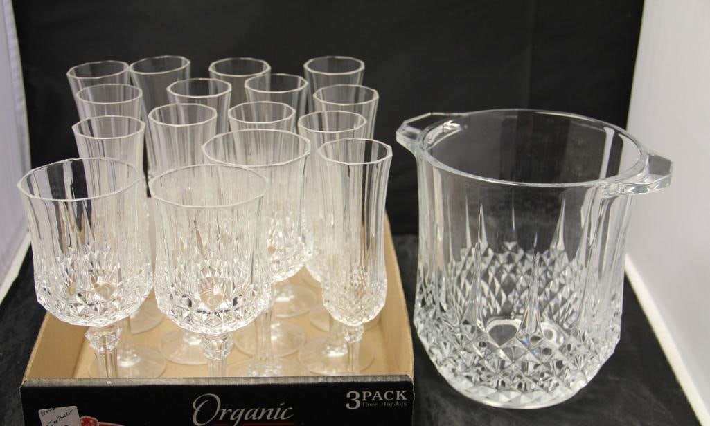 Lot of 17 Longchamp Cristal d'Arques-Durand Crystal Champagne Glasses & Ice Bucket (1 of 5)