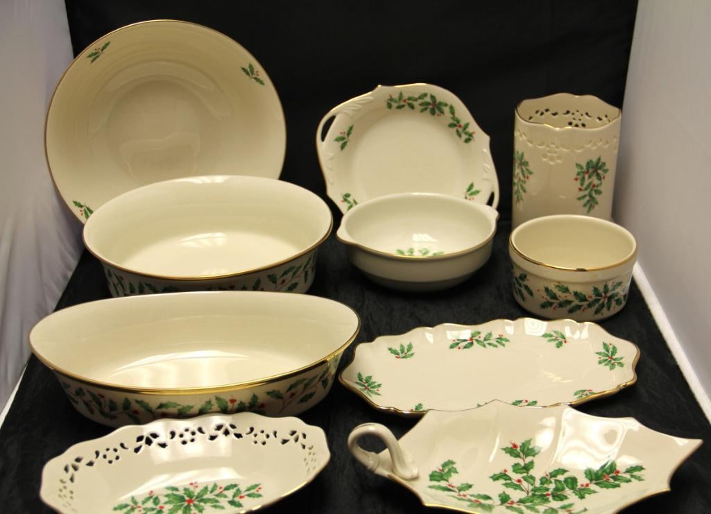 Lot of 10  Lenox Holiday CHRISTMAS Assorted Tableware Pieces bowls, Serving & More (1 of 6)
