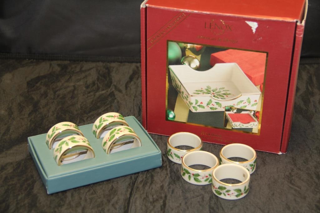 Lot of 9 Lenox Holiday CHRISTMAS Napkin Holder & Napkin Rings NEW (1 of 3)