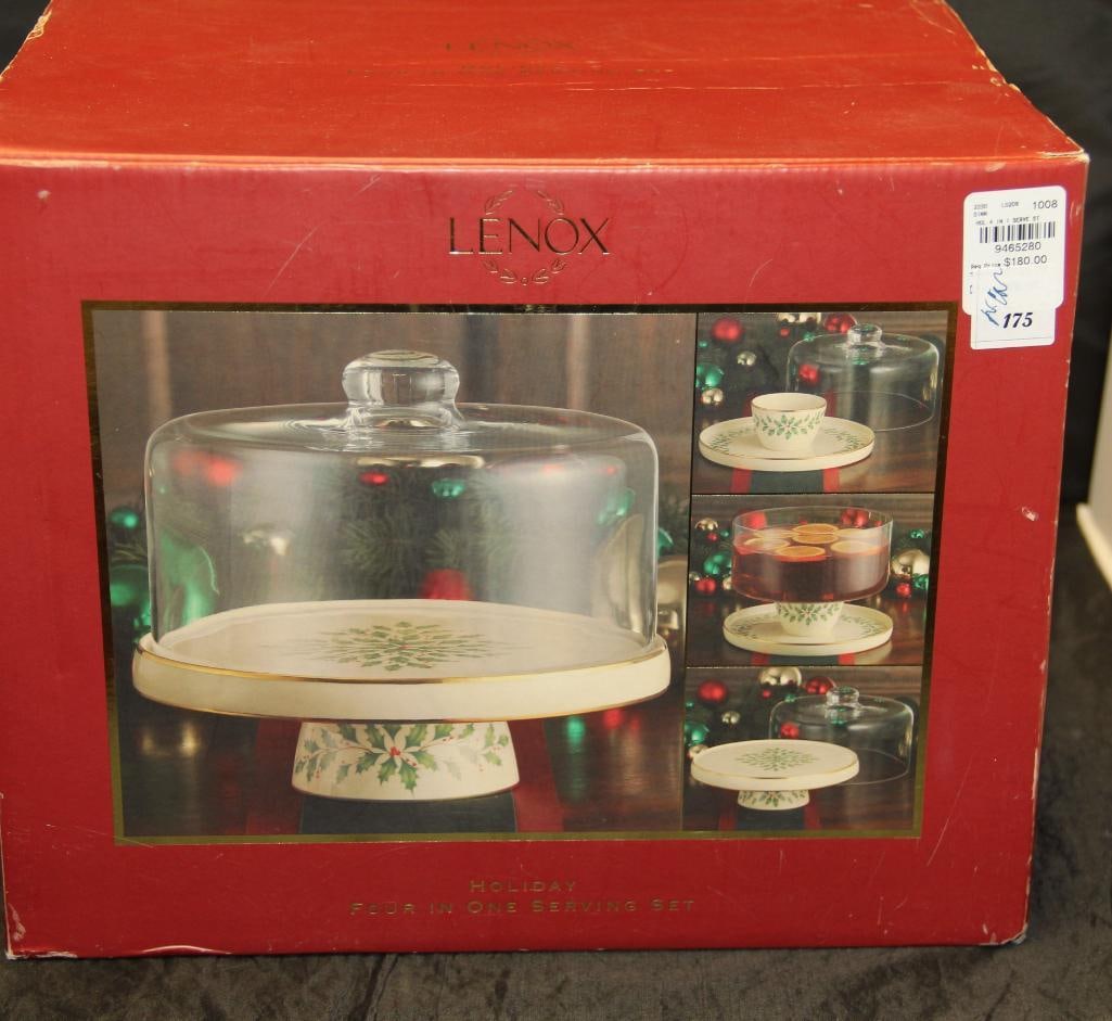 Lenox Holiday CHRISTMAS Four In One Serving Set NEW IN ORIGINAL BOX, Cake server covered reverses to (1 of 3)