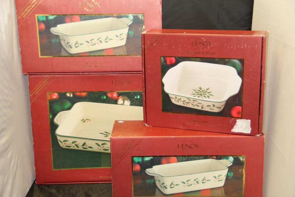 Lot of 4 Lenox Fine China Holiday CHRISTMAS Assorted Serving & Baking Dishes NEW IN ORIGINAL BOXES (1 of 6)