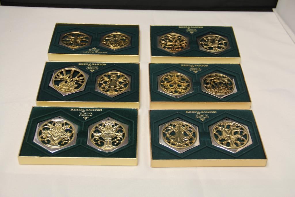 Reed & Barton The "Twelve Days of Christmas" Ornament Collection Complete Boxed Set Silver 7 Gold (1 of 5)