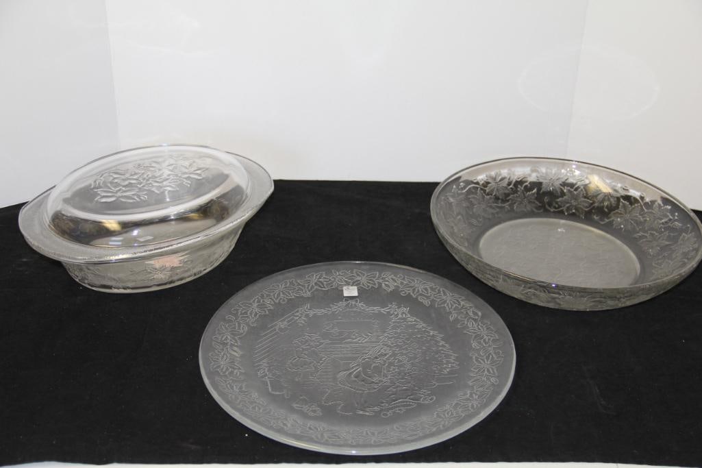 Princess House Lot of 3  platter, casserolE and bowl. IN BOXES (1 of 4)
