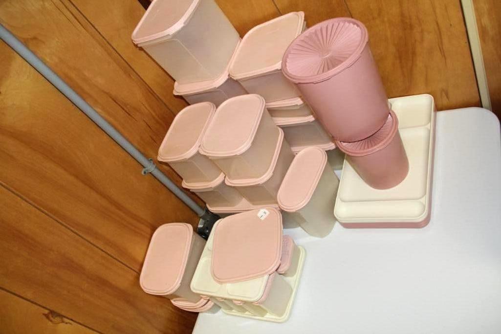 Large Lot of Vintage Pink Tupperware (1 of 1)