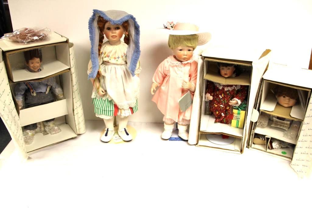 Danbury Mint Dolls- Lot of 9: Lot of 9 Danbury Mint dolls including 12" Precious Childhood Moments, David, Holly, Tommy Michael, Tom Sawyer, Molly, Amanda, and Twinkles- see pictures for details