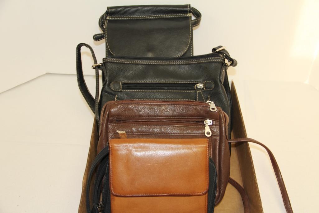 Lot of ladies 5 ladeis crossbody handbags, brown black leather + (1 of 3)