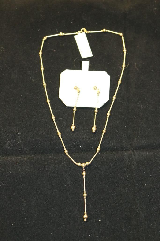 NEW 14kt gold lariat necklace and matching earrings 3.8 grams (1 of 4)