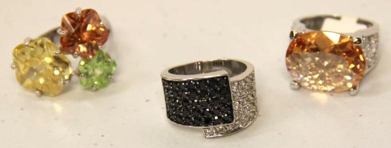 Lot of 3 NEW Silver tone costume statement rings  (1 of 2)