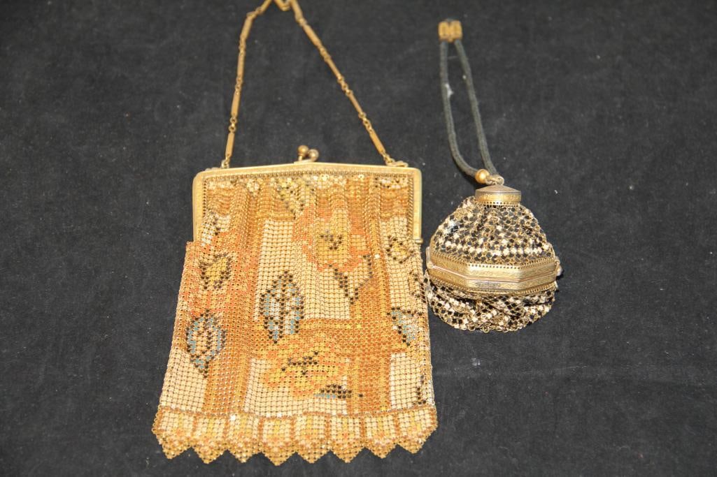 2 Antique Mesh small handbag, purse compact.  (1 of 11)