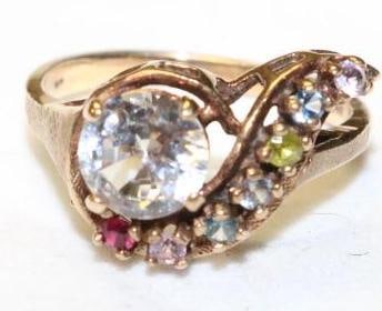 10 kt gold multi stone ring 3.69 grams (1 of 2)