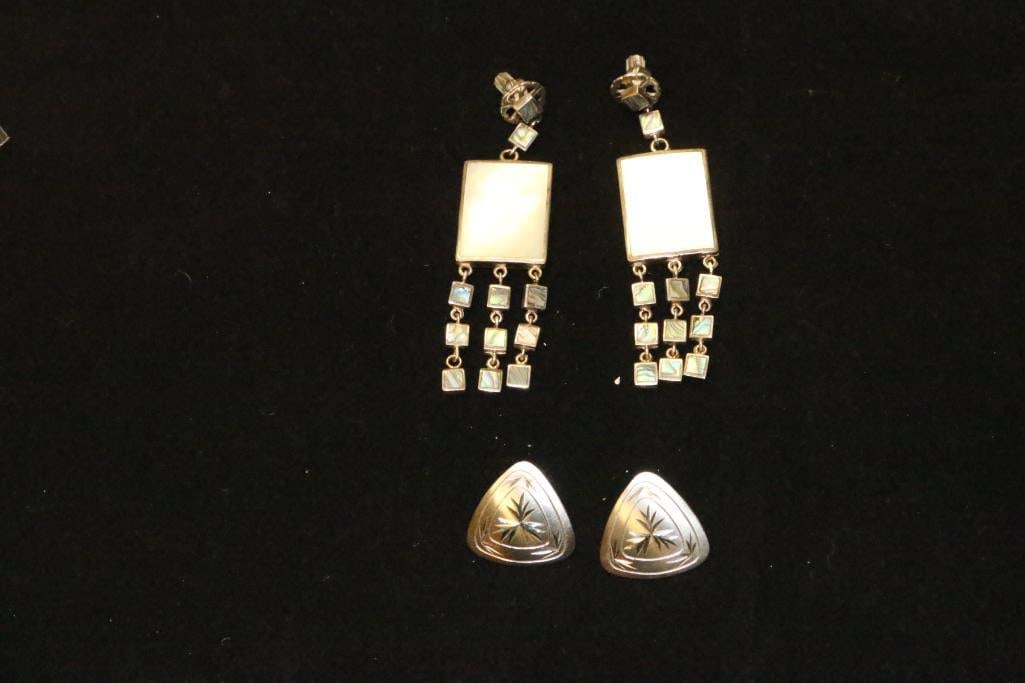 2 pair of sterling silver earrings 1 MOP  (1 of 4)
