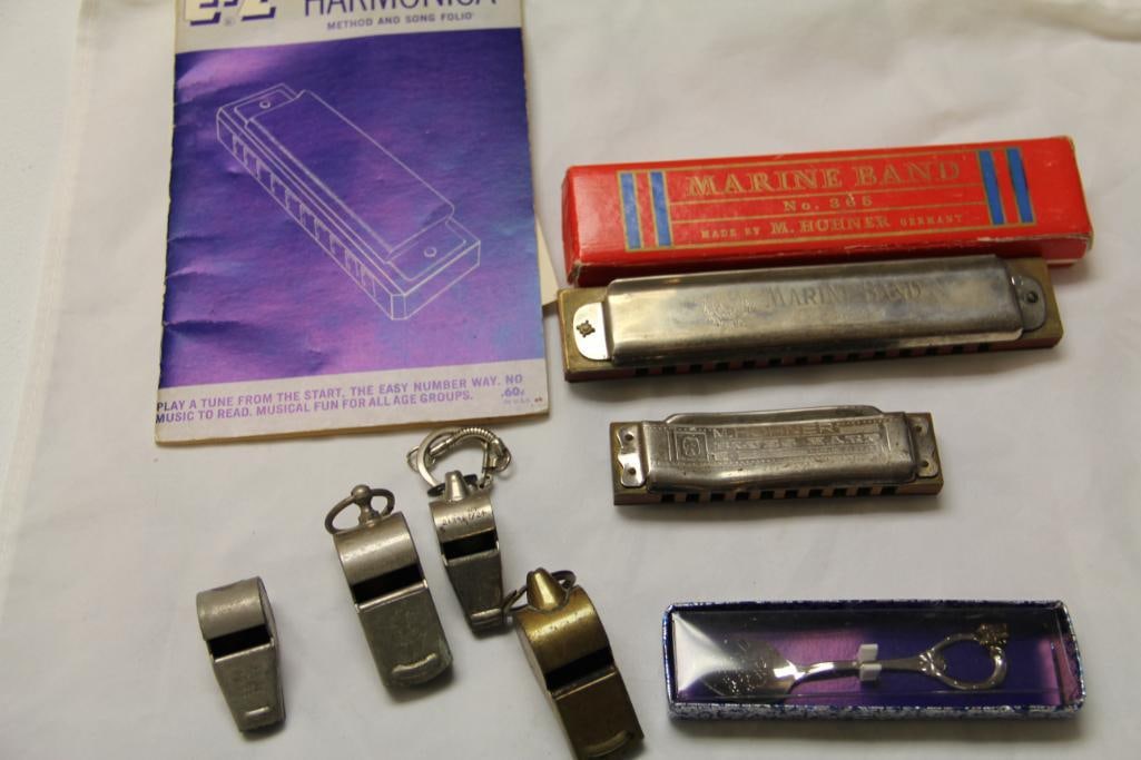 Lot of Harmonica's whistles and collectible spoon (1 of 14)