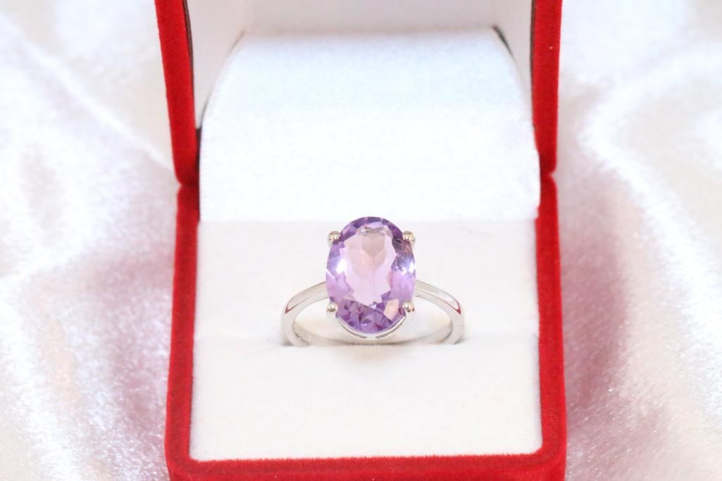 NEW sterling silver Huge Oval Amethyst Ring size 8 (1 of 5)