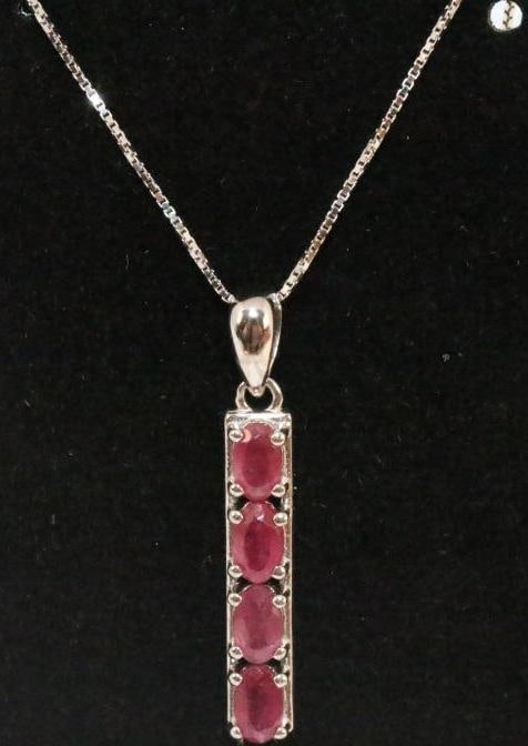 NEW sterling silver Ruby Oval Pendant Necklace (1 of 4)