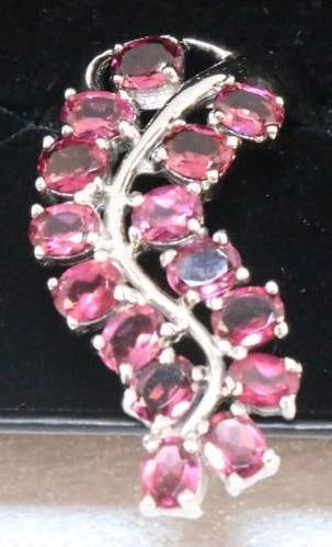 NEW sterling silver long wavy leaf design Garnet Gemstone ring size 7 (1 of 9)