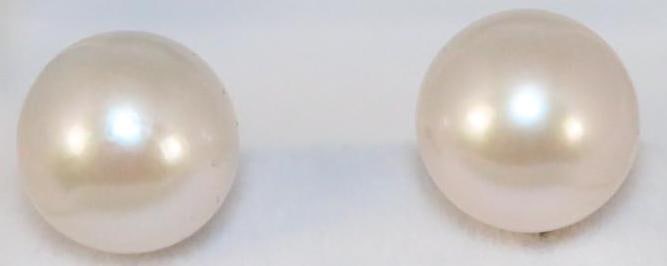 South Sea HUGE 13mm Australian 18kt Gold Cultured Pearl Earrings VERY RARE: These VERY RARE STUNNING PEARL 18KT GOLD EARRINGS come from a VERY AFFLUENT ESTATE with only the FINEST JEWELRY. MAGNIFICENT 13MM Cultured pearls AAA lustre, nacre, color, shape and size are ready to