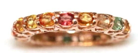 NEW Rose gold over sterling silver Multicolor Topaz Ring Sze 7.5 (1 of 6)
