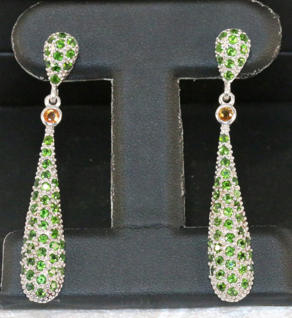 NEW spectacular Emerald Long Teardrop Sterling Silver earrings (1 of 6)