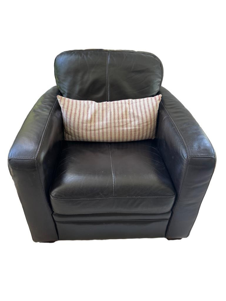 Brown leather side accent chair (1 of 3)