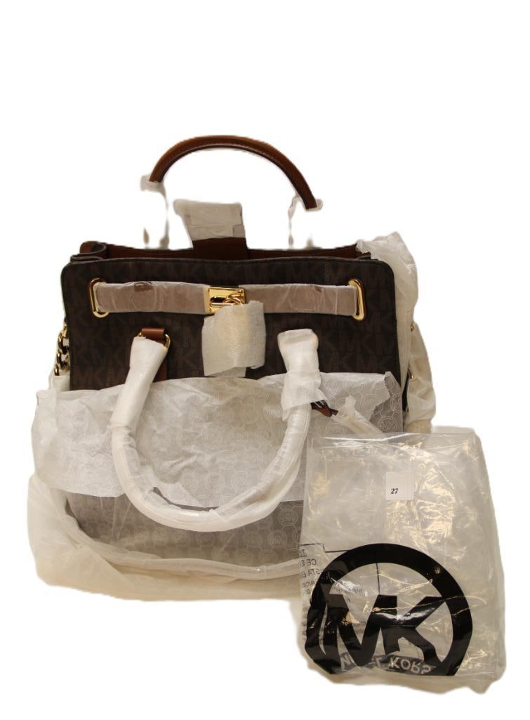 NEW DESIGNER Michael Kors Leather Signature MK Hamilton Large Brown Tote Handbag (1 of 5)