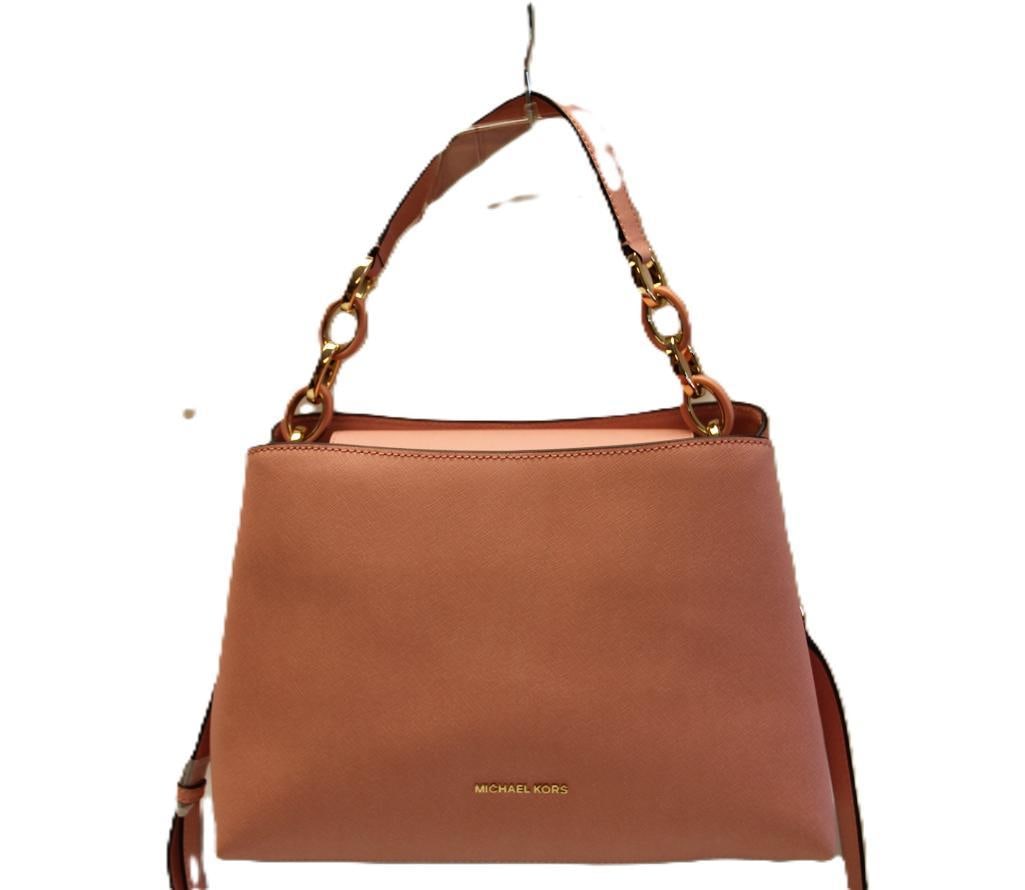 NEW DESIGNER Michael Kors Portia Pale Pink Leather satchel handbag with crossbody strap (1 of 11)
