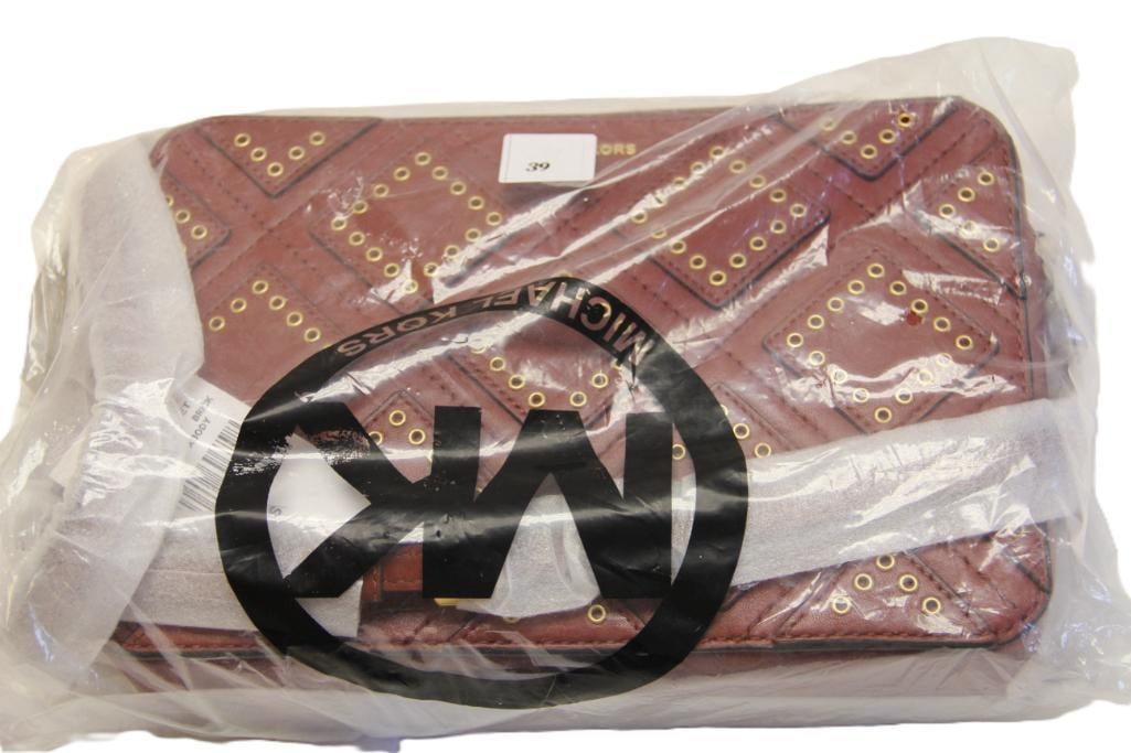 NEW DESIGNER Michael Kors Diamond Grommet Crossbody Handbag Brick Leather (1 of 11)