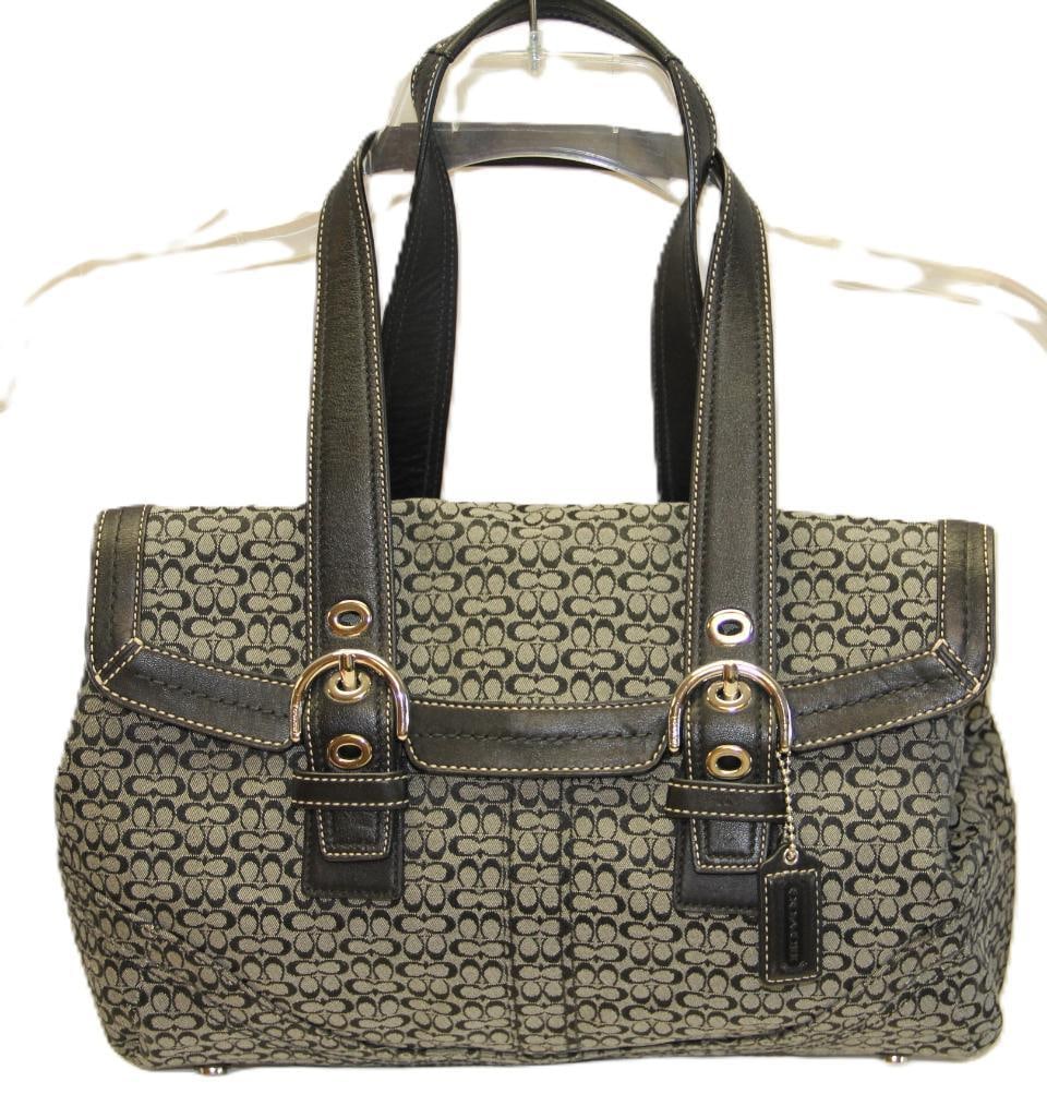 NEW DESIGNER Coach Mini signature fabric and leather Satchel. Expandable. (1 of 9)