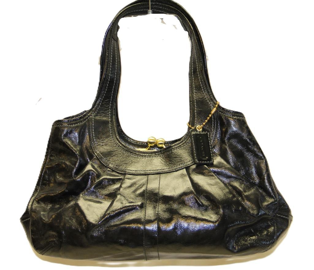 Like NEW COACH DESIGNER Black Patent calf leather satchel bag (1 of 18)