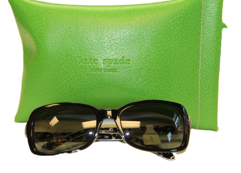 NEW DESIGNER SUNGLASSES Kate Spade in green case Black Sunglasses "RACHEL": AUTHENTIC NEW IN THE CASE. See Photos for style number, and sizing numbers. Retail $155.
