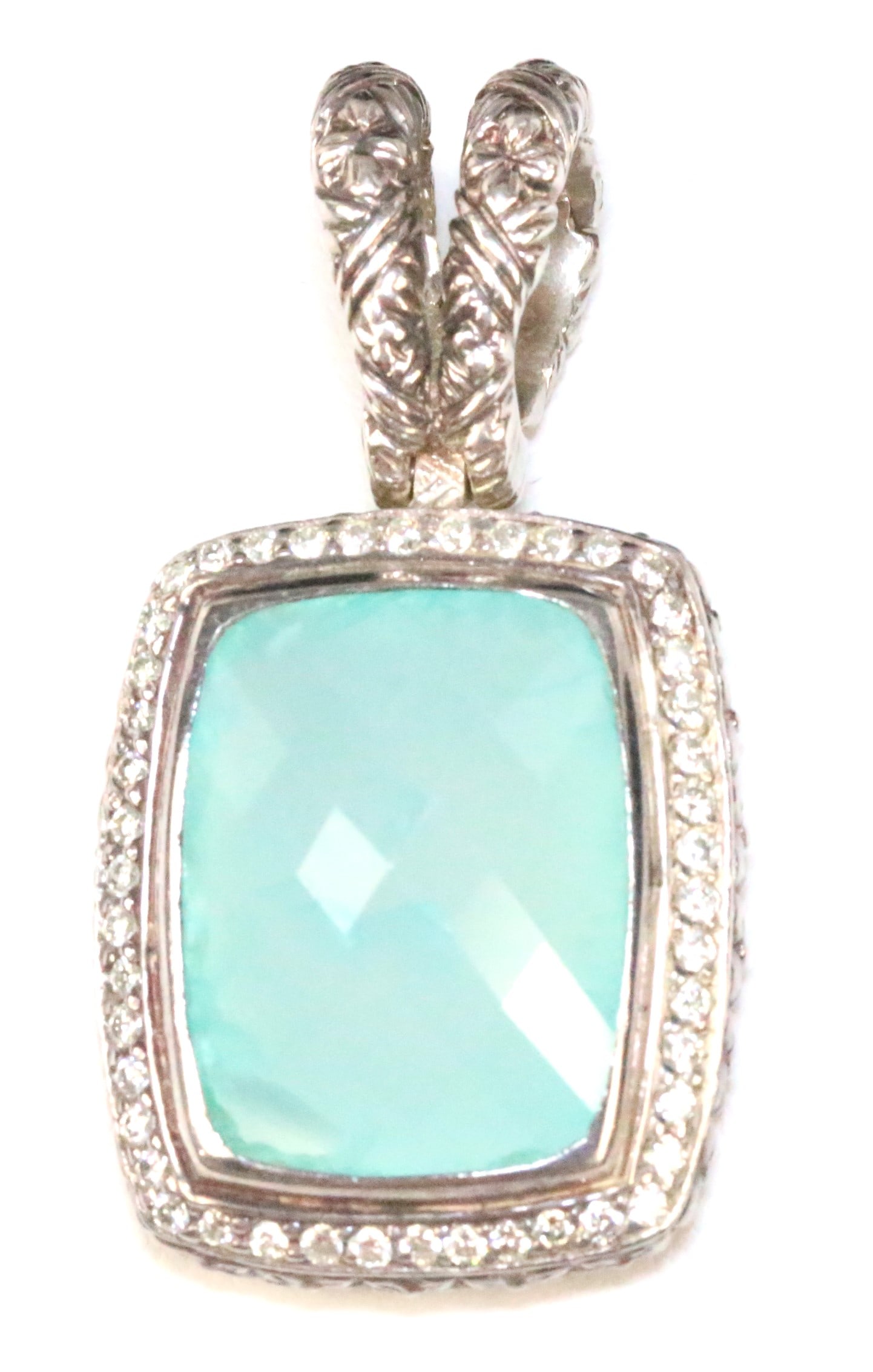 Stephen Dweck Sterling Silver RARE Chalcedony DIAMOND Pendant RARE! (1 of 6)