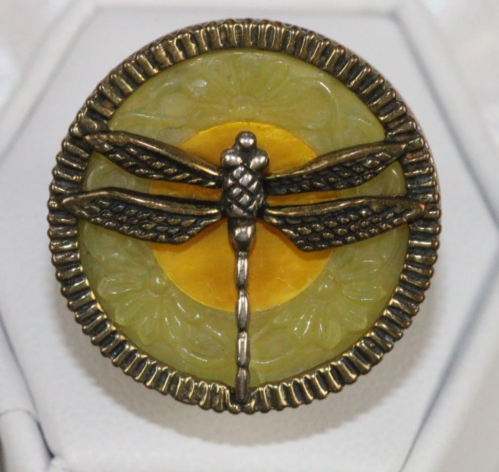 Margaret Thurman Echo of the Dreamer Dragonfly Sterling Silver Carved ring sz. 6 (1 of 6)