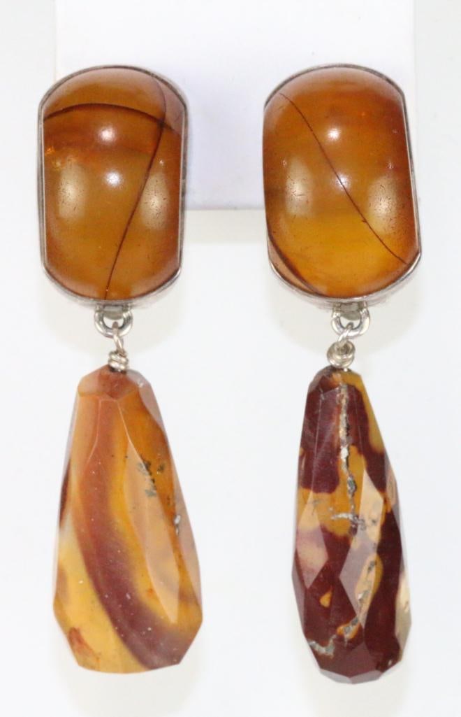 Rebecca Collins Sterling Silver Amber Jasper Earrings 25.2 grams BLESS OUR EARTH (1 of 6)
