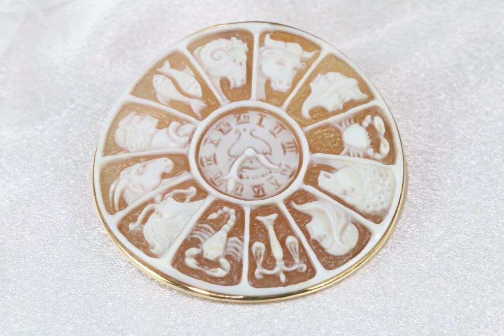 14kt Gold M+M SCOGNAMIFLIO ITALY CAMEO Brooch Pendant 10.6 grams (1 of 6)