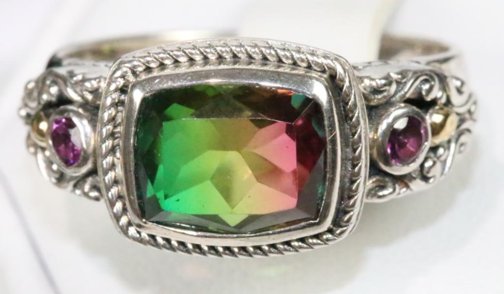 Robert Manse Sterling Silver 18kt gold Mystic Topaz Ring sz 10 (1 of 6)
