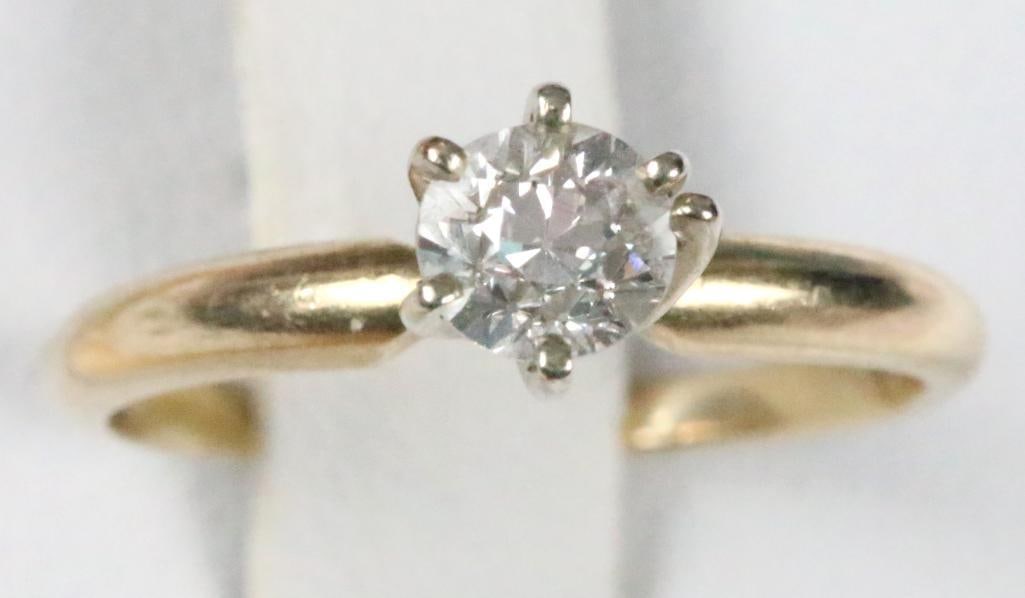 LUXURY ESTATE Ladies 14kt Gold approx. .5 carat Natural European Cut Diamond Solitaire Ring Sz 5.75 (1 of 6)