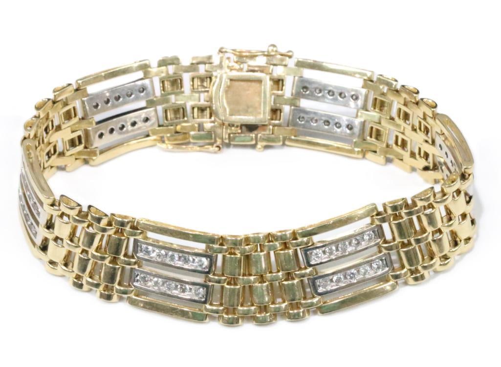 LUXURY ESTATE Men's Panther 14kt gold Link Diamond Bracelet 46.4 grams. Approx. 1.8 carats (1 of 7)
