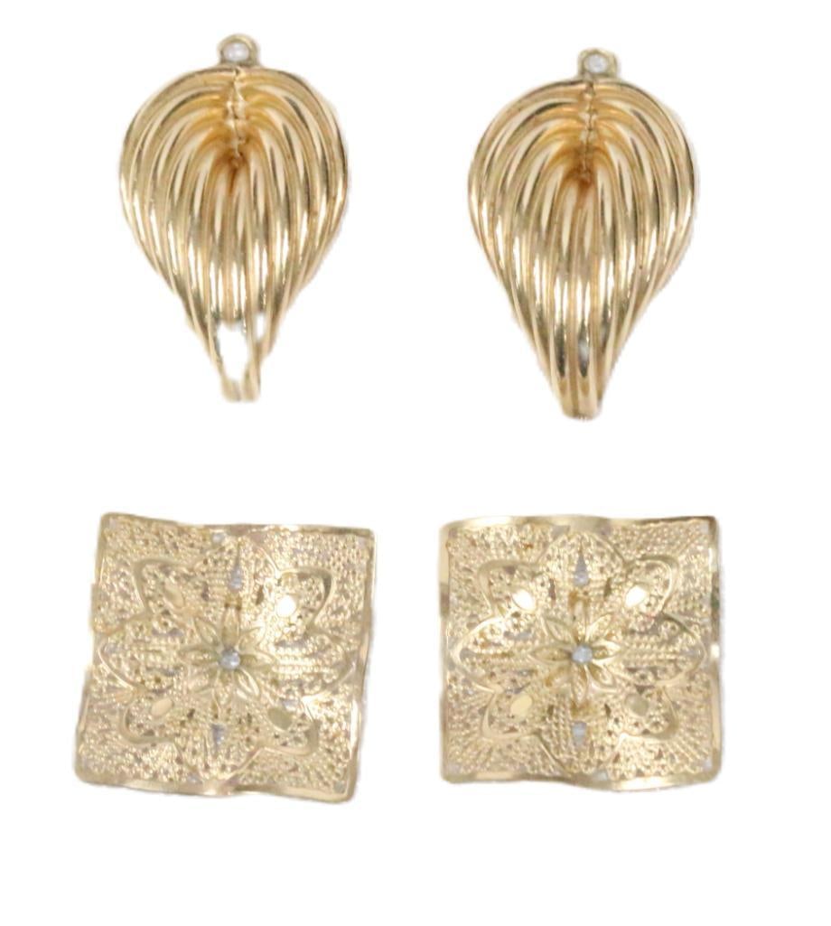 LUXURY ESTATE 14kt gold pierced earring jackets 2.3 grams. (1 of 4)