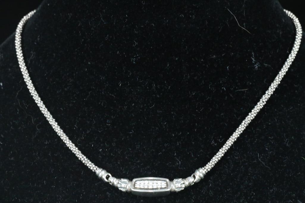 LUXURY ESTATE Lagos Caviar 18kt gold Sterling Silver Diamond Necklace 22.3 grams.16" (1 of 8)