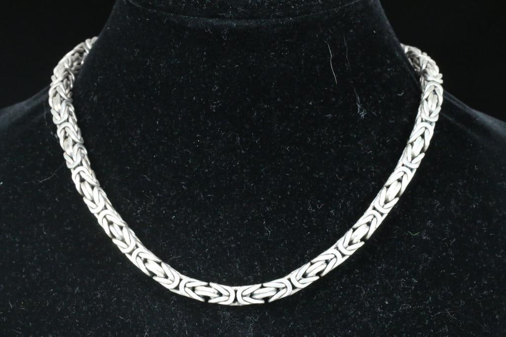 LUXURY ESTATE VINTAGE Solid Lois Hill Sterling Silver thick byzantine Toggle necklace 125.8 grams (1 of 7)