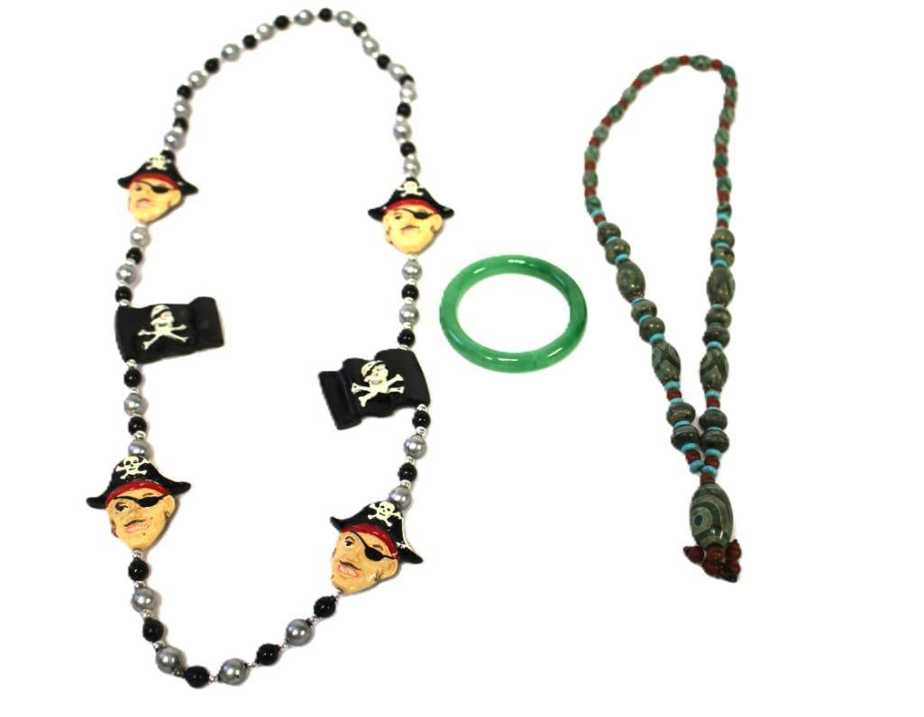 3 Piece Lot of Jewelry Jade bangle, jade and turquoise necklace more (1 of 3)