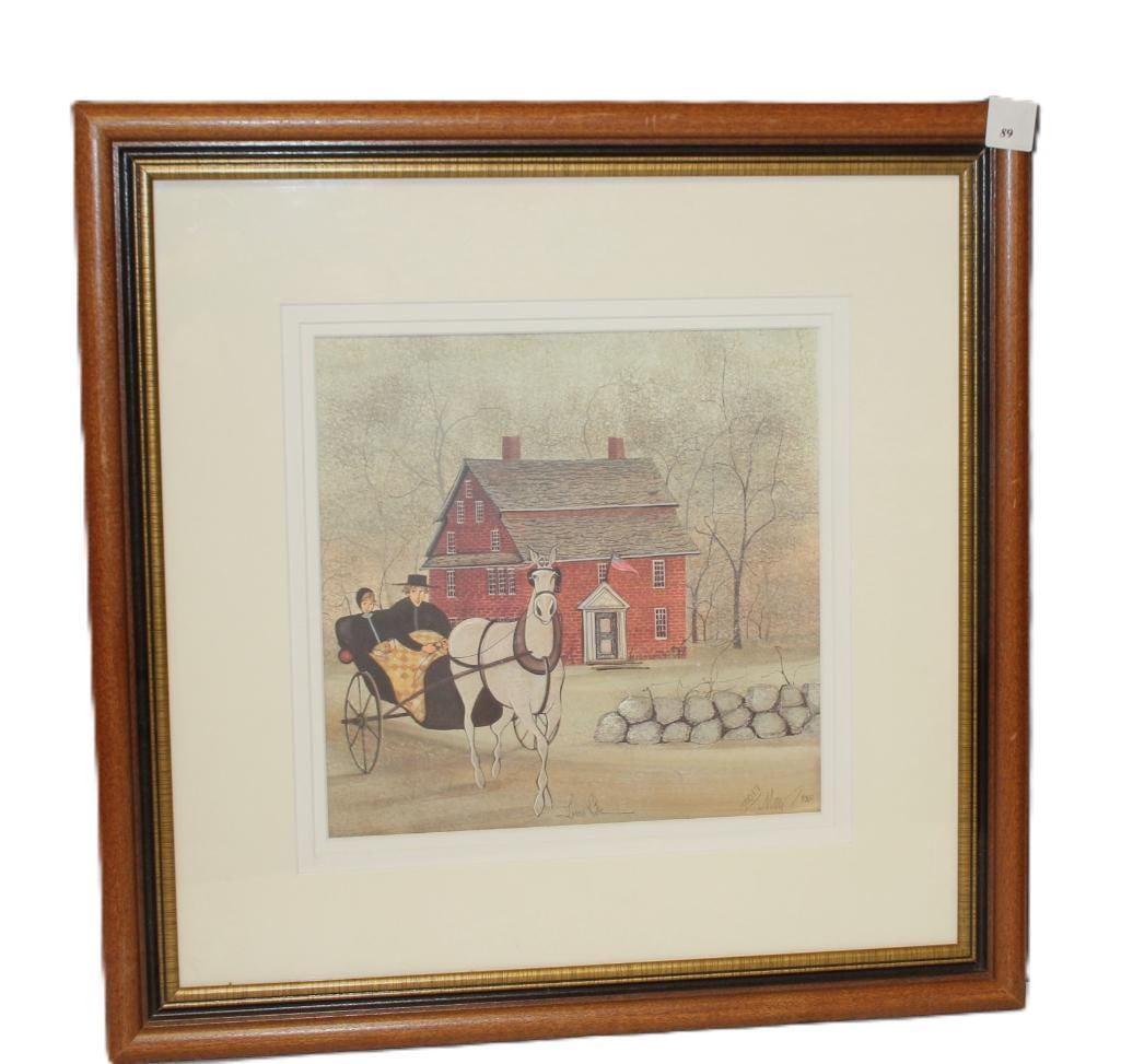 Lover's Ride- Limited Edition Print- P. Buckley Moss Framed 18" Square Pencil signed (1 of 4)